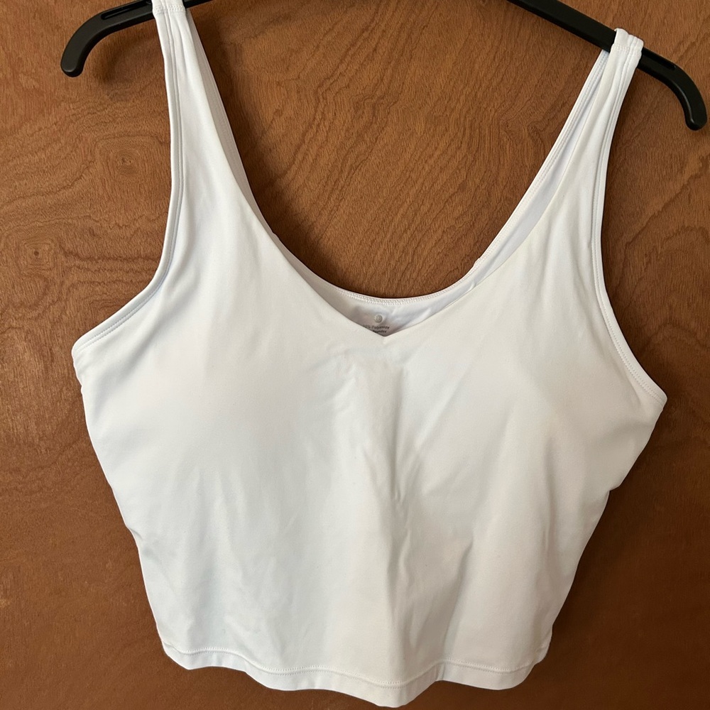 Women’s White/Black V neck longline tank bra.